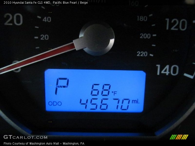 Pacific Blue Pearl / Beige 2010 Hyundai Santa Fe GLS 4WD