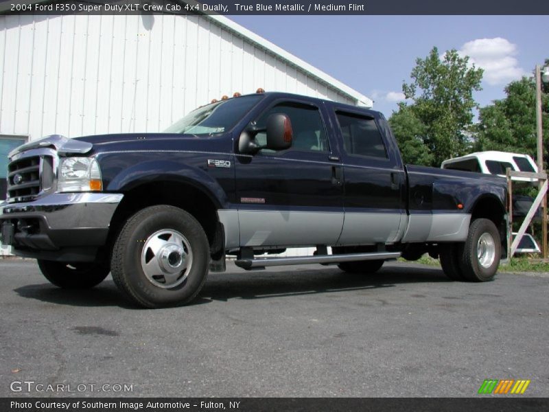 True Blue Metallic / Medium Flint 2004 Ford F350 Super Duty XLT Crew Cab 4x4 Dually