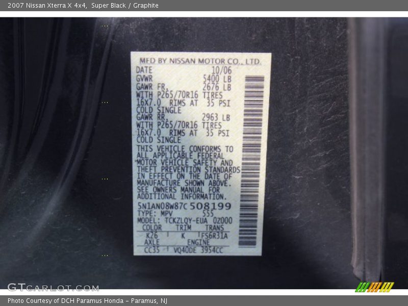 Super Black / Graphite 2007 Nissan Xterra X 4x4