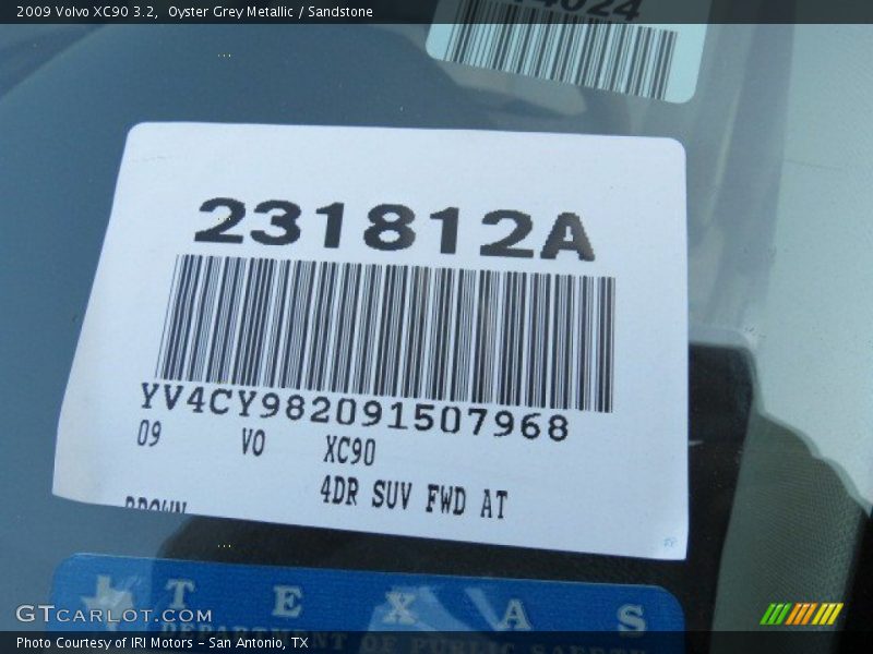 Oyster Grey Metallic / Sandstone 2009 Volvo XC90 3.2