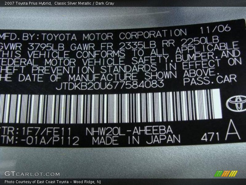 Classic Silver Metallic / Dark Gray 2007 Toyota Prius Hybrid