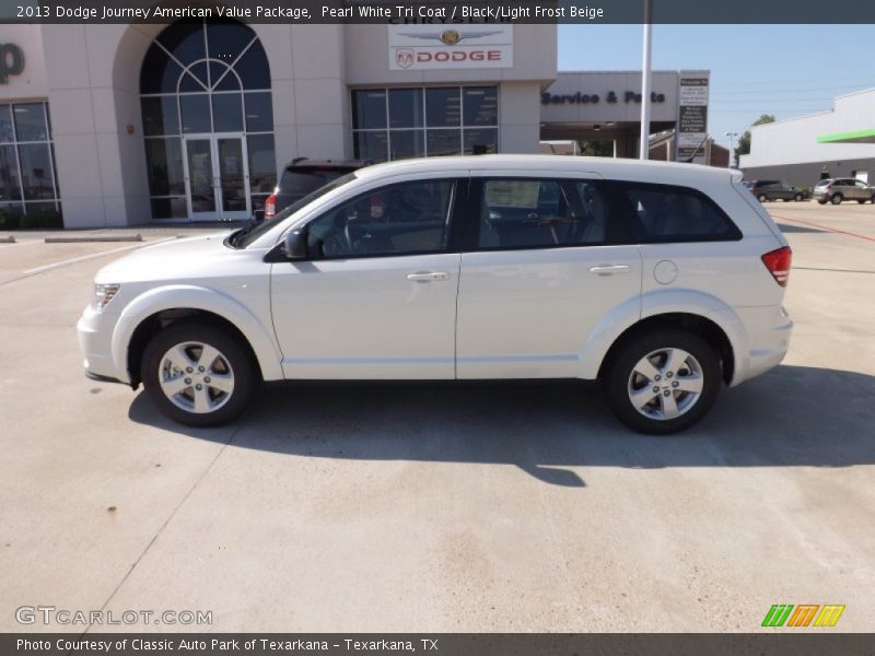 Pearl White Tri Coat / Black/Light Frost Beige 2013 Dodge Journey American Value Package