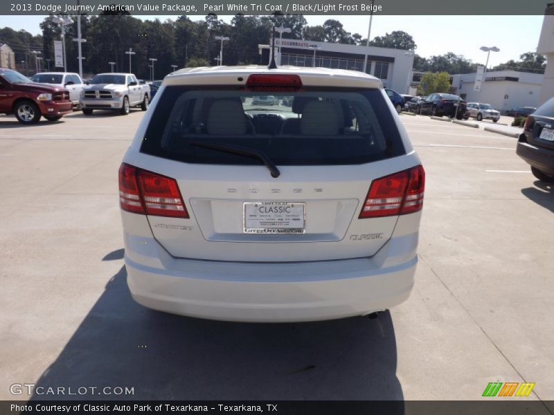 Pearl White Tri Coat / Black/Light Frost Beige 2013 Dodge Journey American Value Package