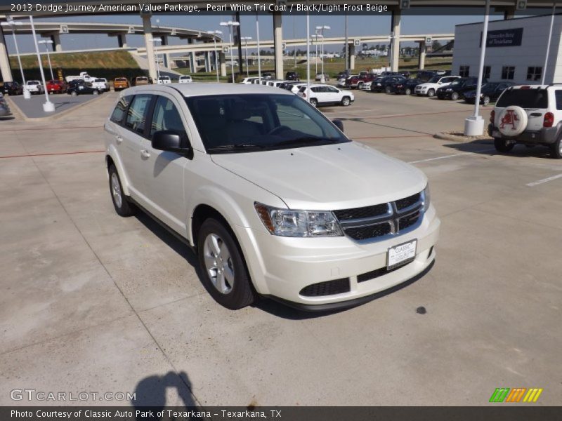 Pearl White Tri Coat / Black/Light Frost Beige 2013 Dodge Journey American Value Package