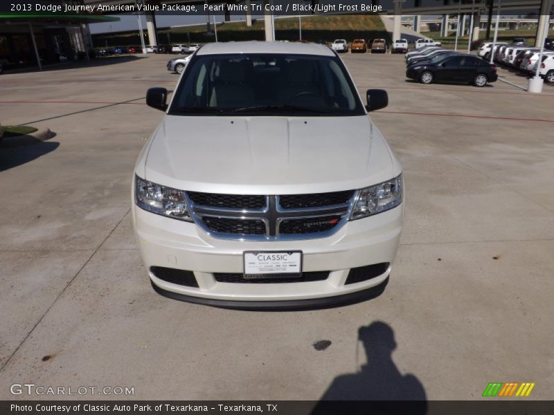 Pearl White Tri Coat / Black/Light Frost Beige 2013 Dodge Journey American Value Package