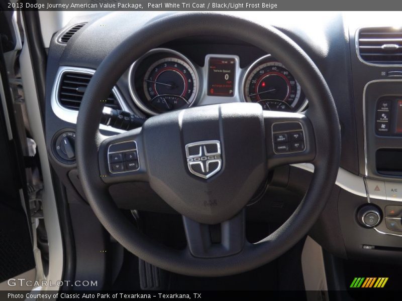 Pearl White Tri Coat / Black/Light Frost Beige 2013 Dodge Journey American Value Package