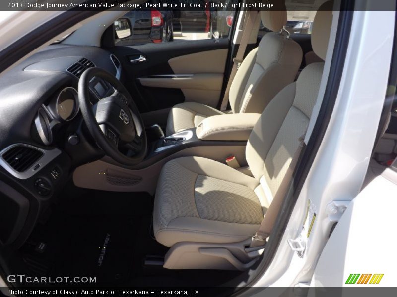 Pearl White Tri Coat / Black/Light Frost Beige 2013 Dodge Journey American Value Package