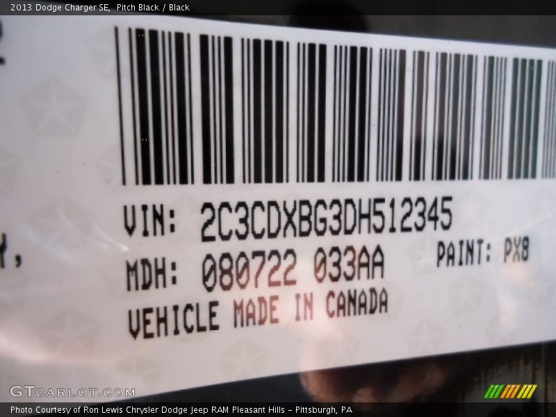 Pitch Black / Black 2013 Dodge Charger SE