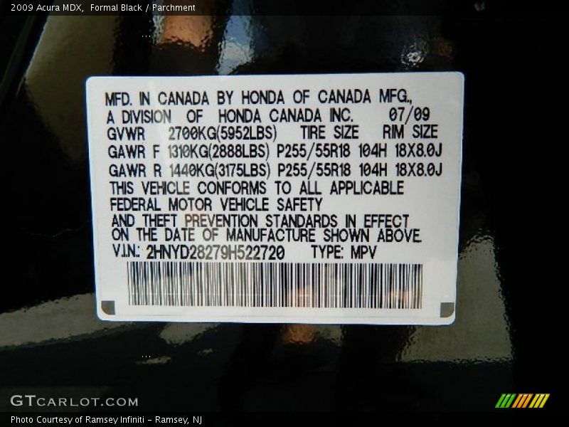 Formal Black / Parchment 2009 Acura MDX