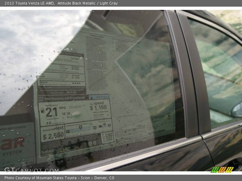 Attitude Black Metallic / Light Gray 2013 Toyota Venza LE AWD