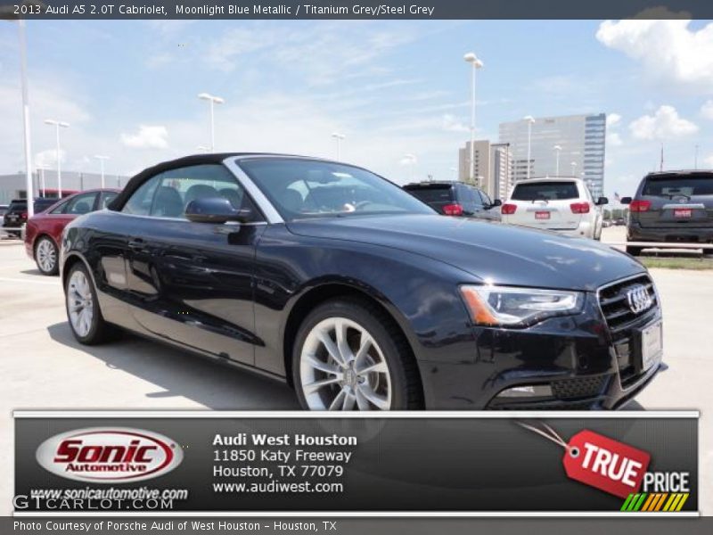 Moonlight Blue Metallic / Titanium Grey/Steel Grey 2013 Audi A5 2.0T Cabriolet