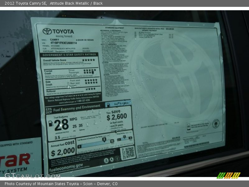 Attitude Black Metallic / Black 2012 Toyota Camry SE