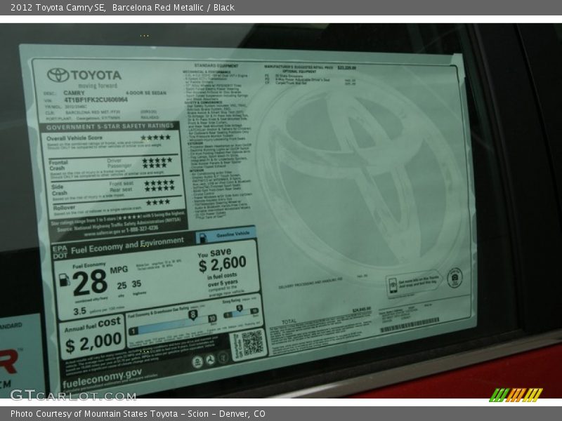 Barcelona Red Metallic / Black 2012 Toyota Camry SE