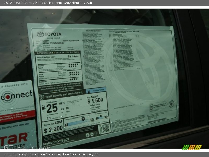 Magnetic Gray Metallic / Ash 2012 Toyota Camry XLE V6