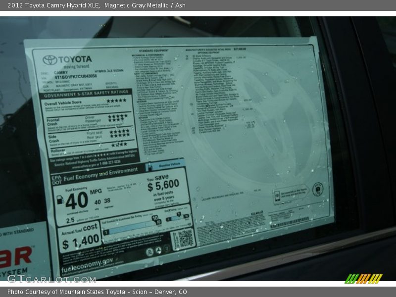 Magnetic Gray Metallic / Ash 2012 Toyota Camry Hybrid XLE