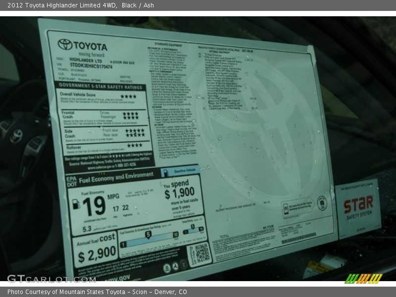 Black / Ash 2012 Toyota Highlander Limited 4WD