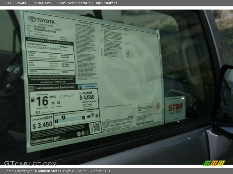 Silver Fresco Metallic / Dark Charcoal 2012 Toyota FJ Cruiser 4WD