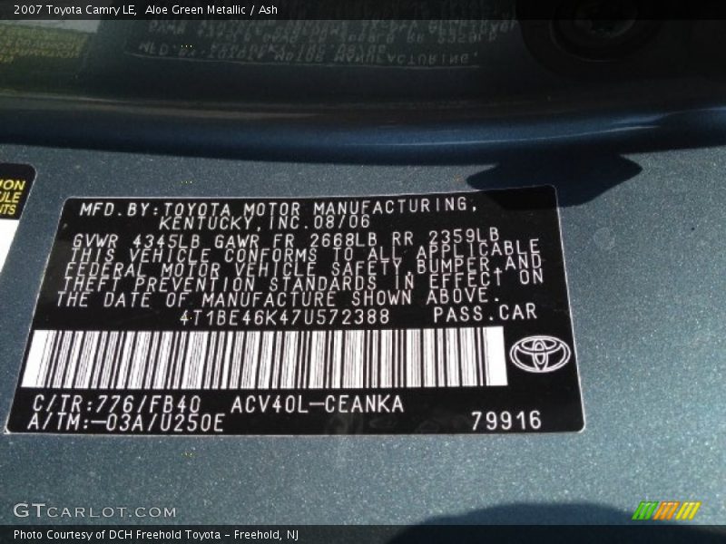 Aloe Green Metallic / Ash 2007 Toyota Camry LE