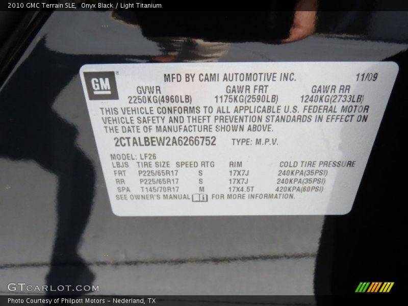Onyx Black / Light Titanium 2010 GMC Terrain SLE