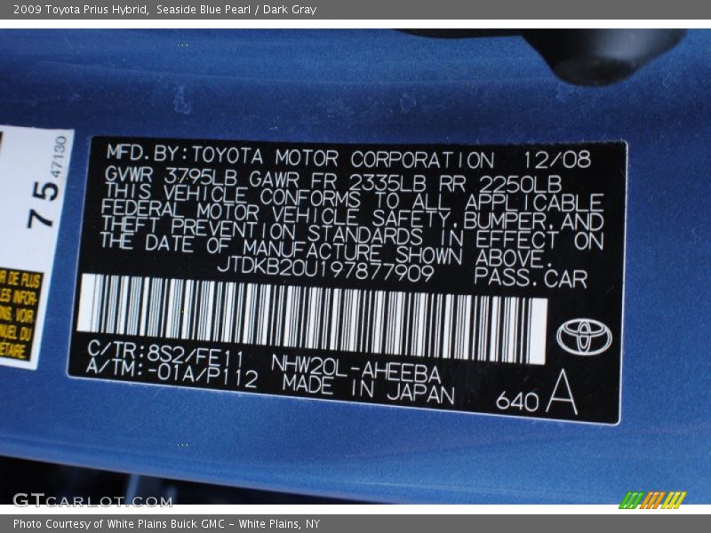 Seaside Blue Pearl / Dark Gray 2009 Toyota Prius Hybrid