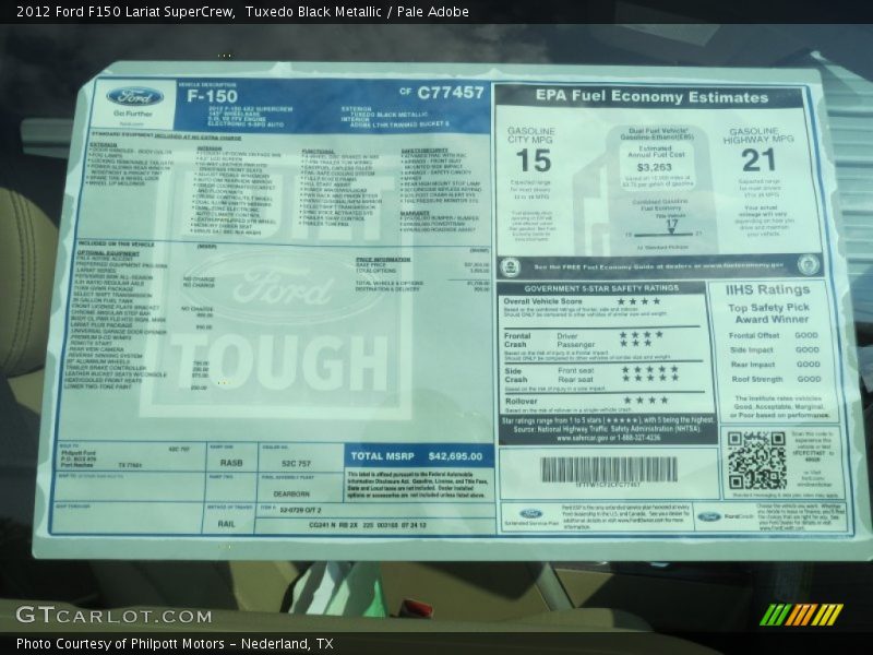 Tuxedo Black Metallic / Pale Adobe 2012 Ford F150 Lariat SuperCrew