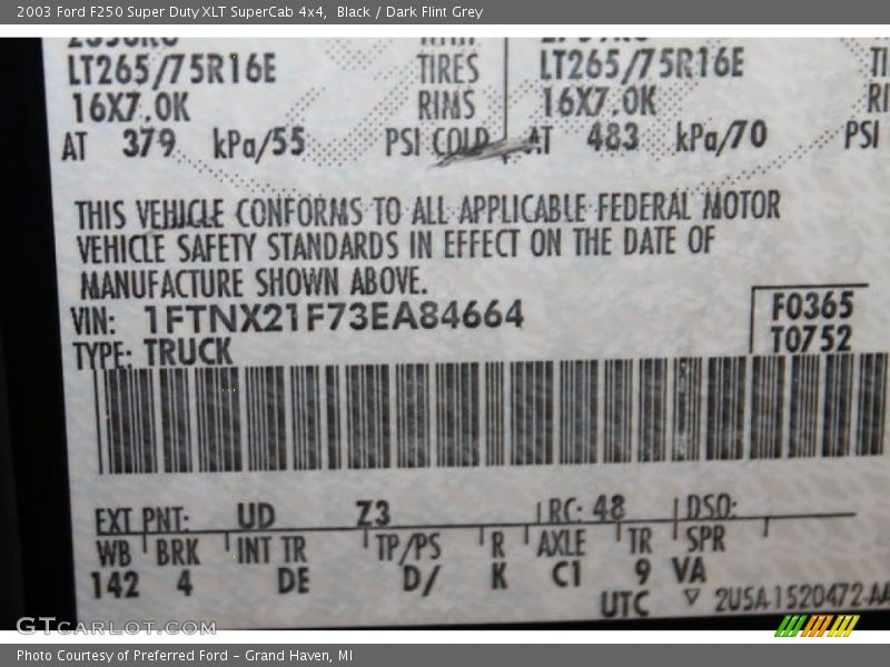 Black / Dark Flint Grey 2003 Ford F250 Super Duty XLT SuperCab 4x4