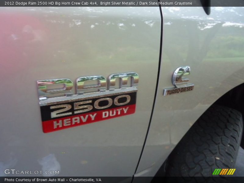 Bright Silver Metallic / Dark Slate/Medium Graystone 2012 Dodge Ram 2500 HD Big Horn Crew Cab 4x4