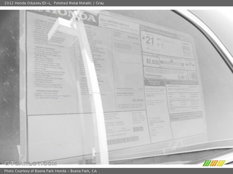 Polished Metal Metallic / Gray 2012 Honda Odyssey EX-L