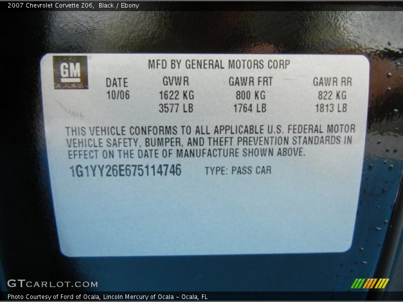 Black / Ebony 2007 Chevrolet Corvette Z06
