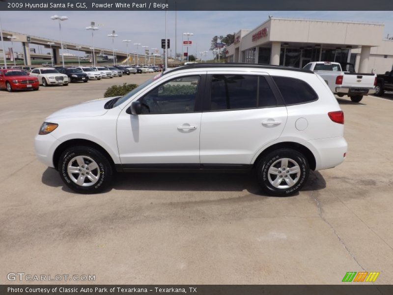 Powder White Pearl / Beige 2009 Hyundai Santa Fe GLS