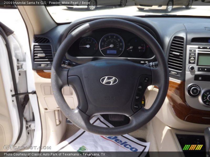 Powder White Pearl / Beige 2009 Hyundai Santa Fe GLS
