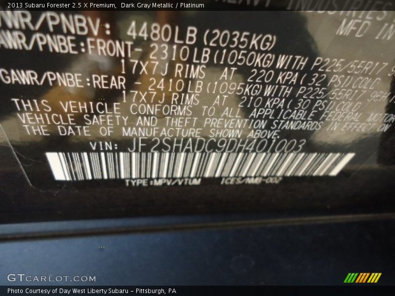 Dark Gray Metallic / Platinum 2013 Subaru Forester 2.5 X Premium