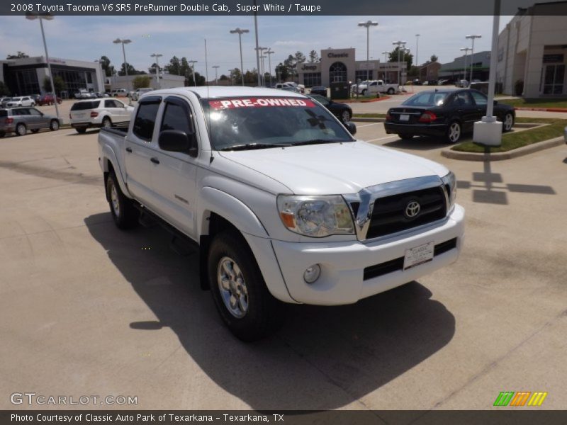 Super White / Taupe 2008 Toyota Tacoma V6 SR5 PreRunner Double Cab