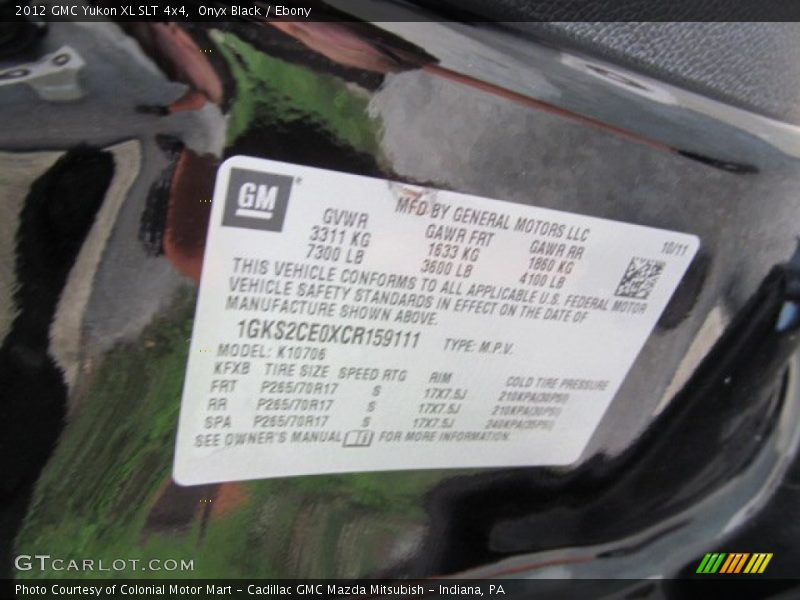 Onyx Black / Ebony 2012 GMC Yukon XL SLT 4x4