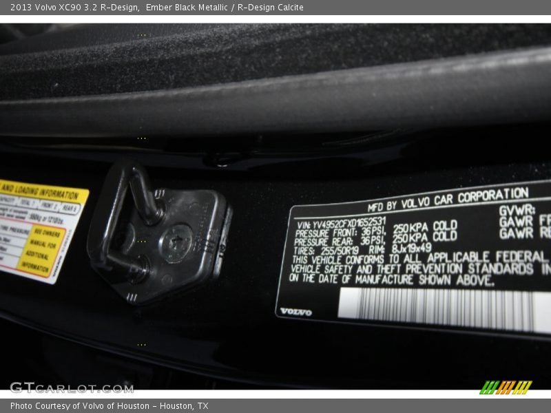 Ember Black Metallic / R-Design Calcite 2013 Volvo XC90 3.2 R-Design
