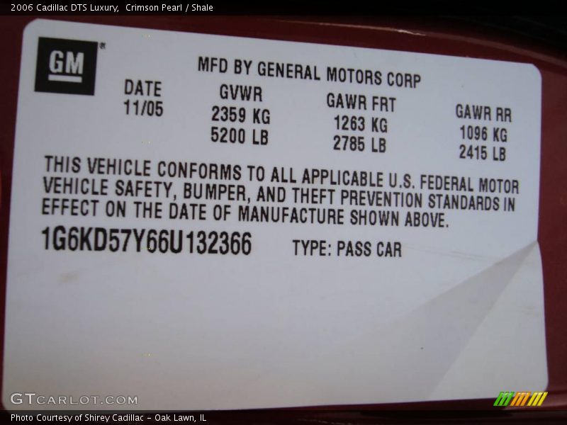 Crimson Pearl / Shale 2006 Cadillac DTS Luxury