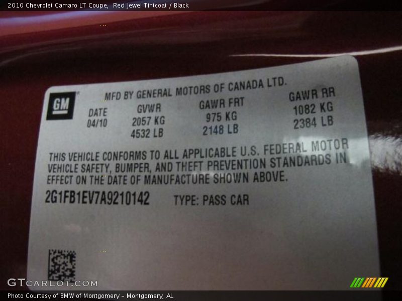 Red Jewel Tintcoat / Black 2010 Chevrolet Camaro LT Coupe