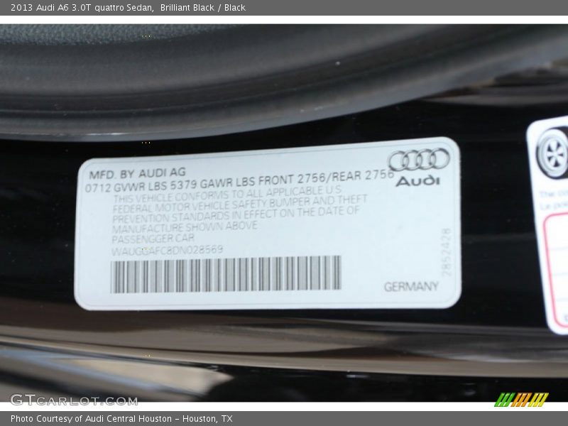 Brilliant Black / Black 2013 Audi A6 3.0T quattro Sedan