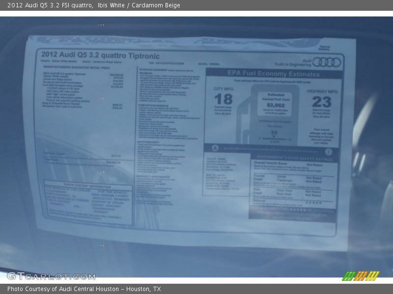 Ibis White / Cardamom Beige 2012 Audi Q5 3.2 FSI quattro