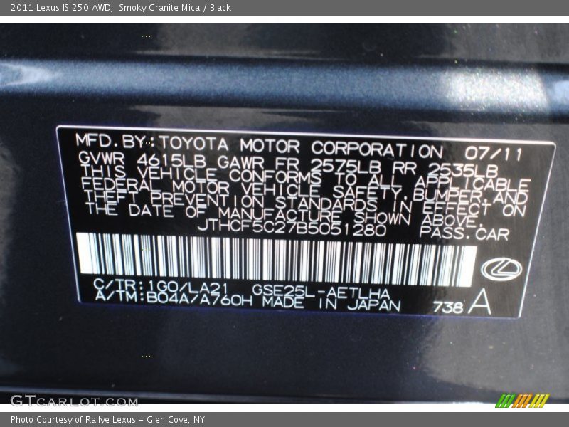 Smoky Granite Mica / Black 2011 Lexus IS 250 AWD