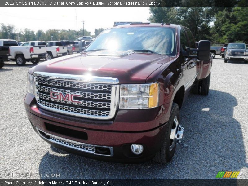 Sonoma Red Metallic / Ebony 2013 GMC Sierra 3500HD Denali Crew Cab 4x4 Dually