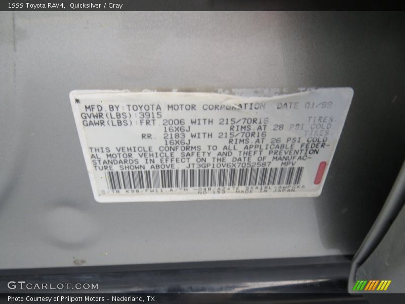 Quicksilver / Gray 1999 Toyota RAV4