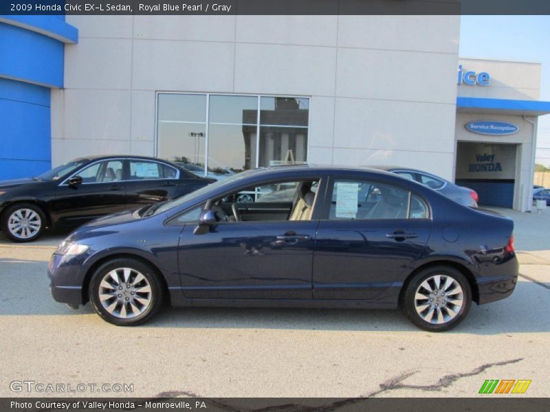 Royal Blue Pearl / Gray 2009 Honda Civic EX-L Sedan
