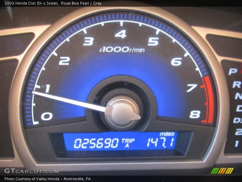 Royal Blue Pearl / Gray 2009 Honda Civic EX-L Sedan