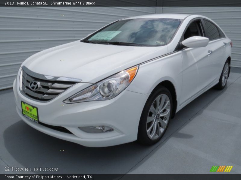 Shimmering White / Black 2013 Hyundai Sonata SE