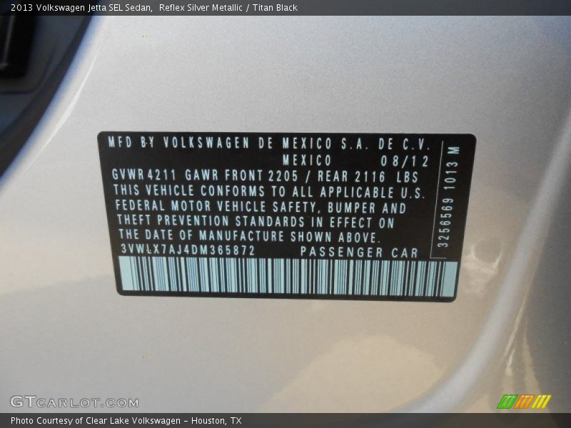 Reflex Silver Metallic / Titan Black 2013 Volkswagen Jetta SEL Sedan