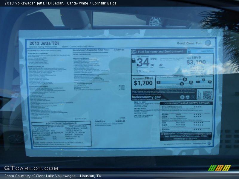 Candy White / Cornsilk Beige 2013 Volkswagen Jetta TDI Sedan
