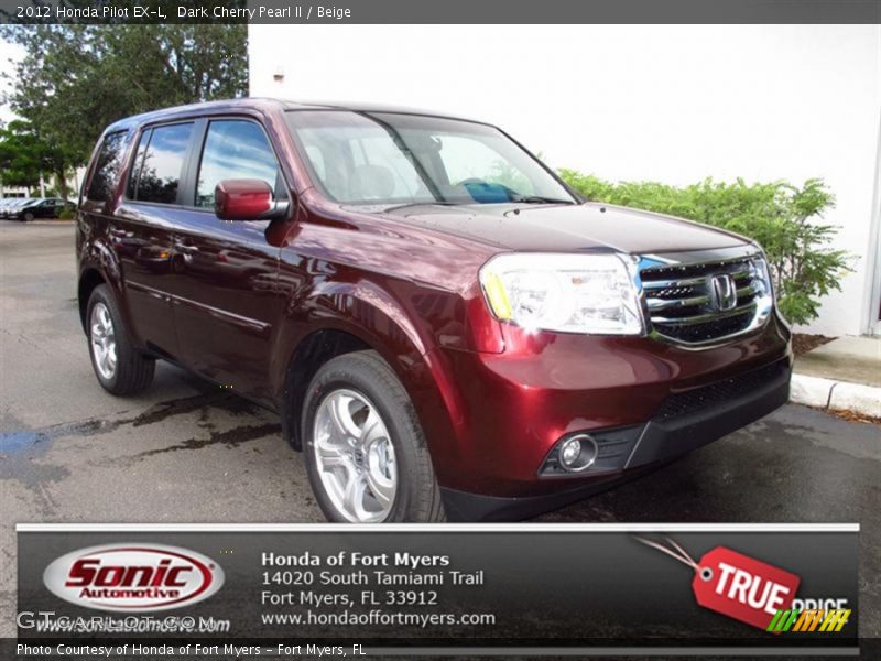 Dark Cherry Pearl II / Beige 2012 Honda Pilot EX-L