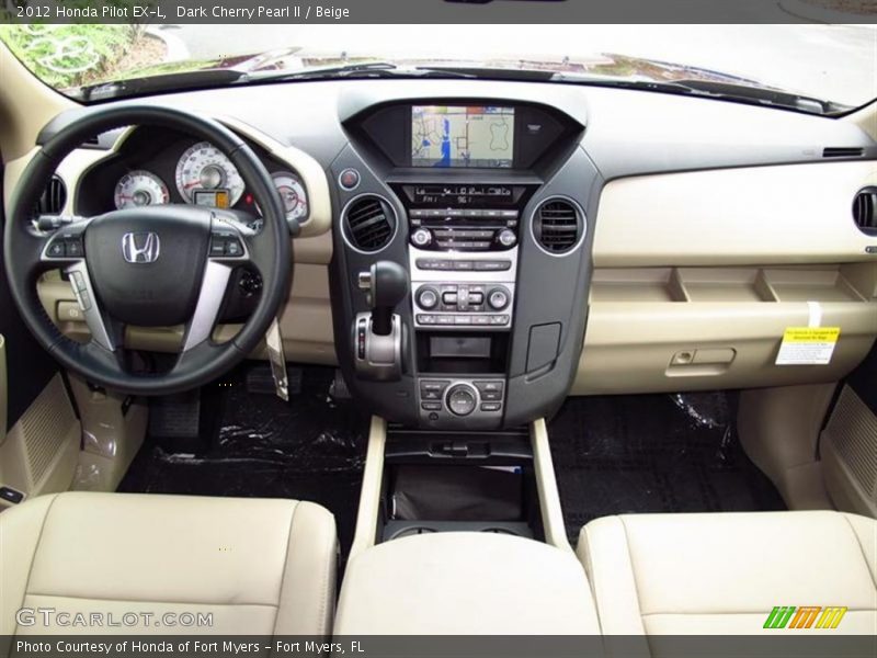 Dark Cherry Pearl II / Beige 2012 Honda Pilot EX-L