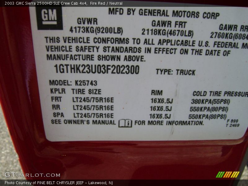Fire Red / Neutral 2003 GMC Sierra 2500HD SLE Crew Cab 4x4